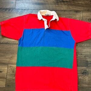 VTG 90's Benchline Mens Size Medium Green Red Short Sleeve Polo Shirt